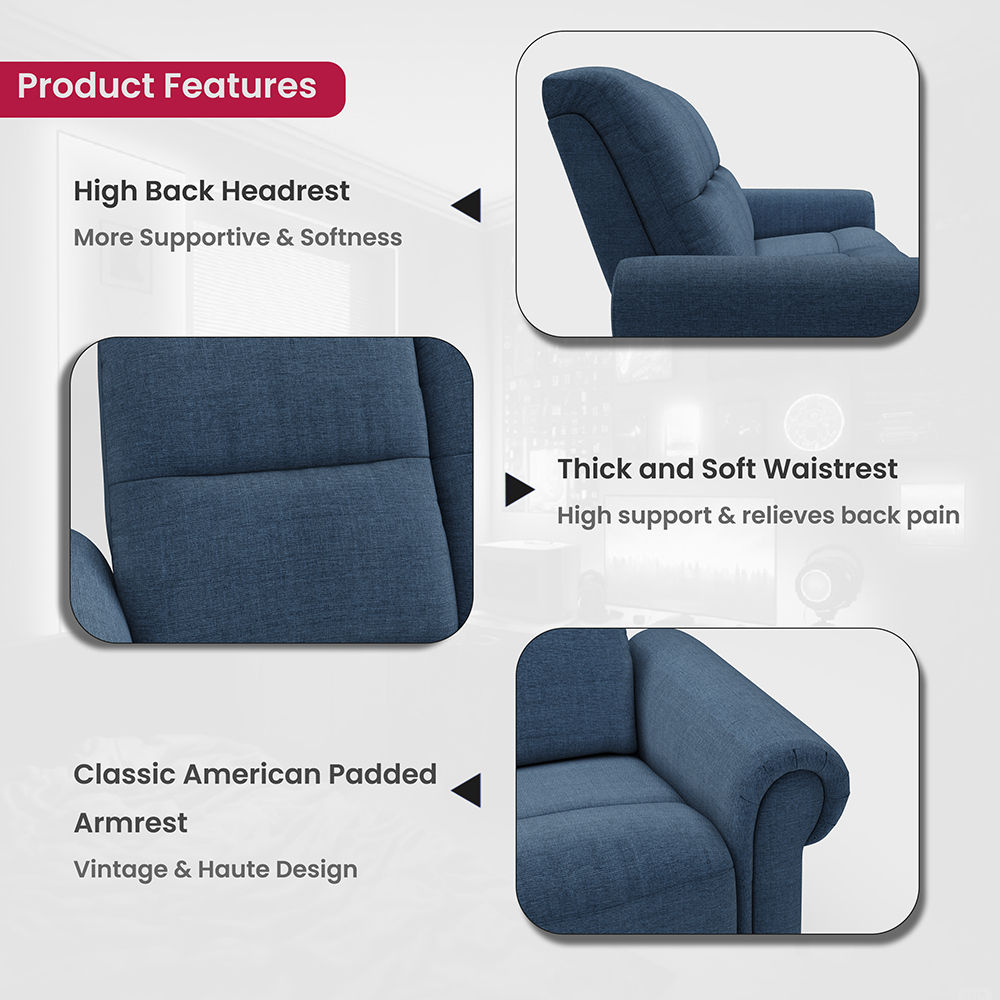 Memory Foam Navy Blue 100% Polyester Blend Recliners