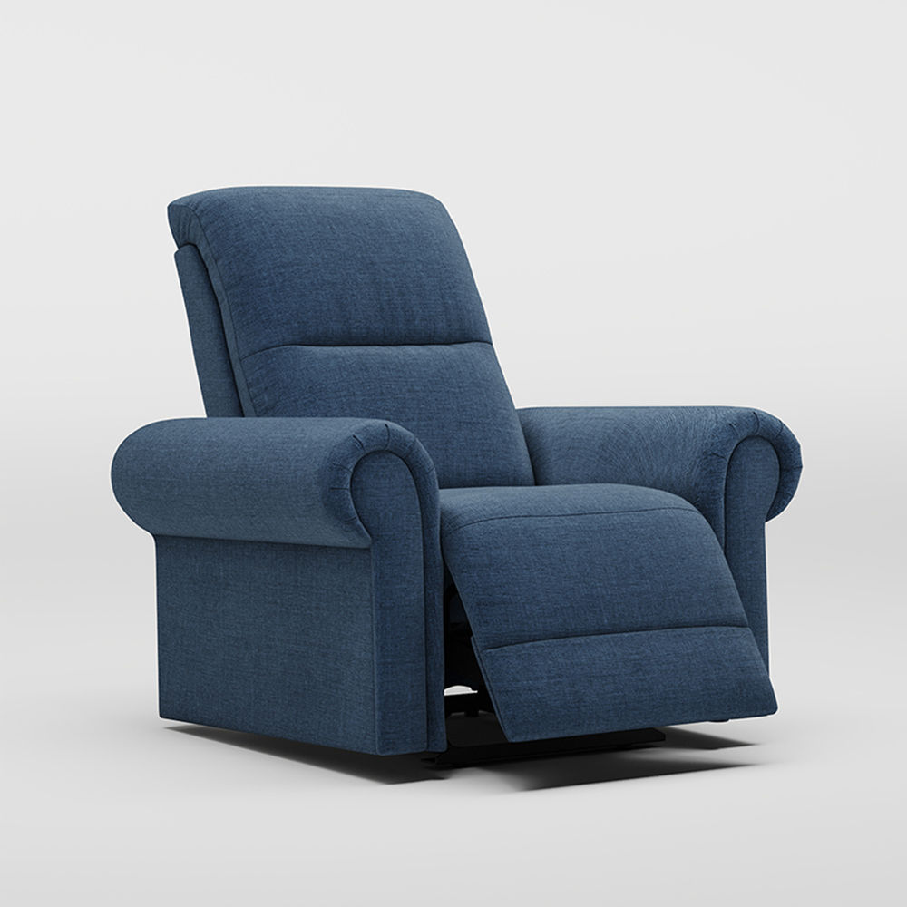 Metal Leg Navy Blue 100% Polyester Blend Recliners