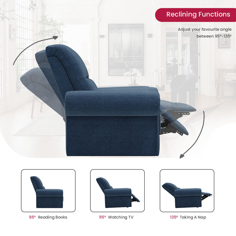 Sofa Beds Navy Blue 100% Polyester Blend Recliners