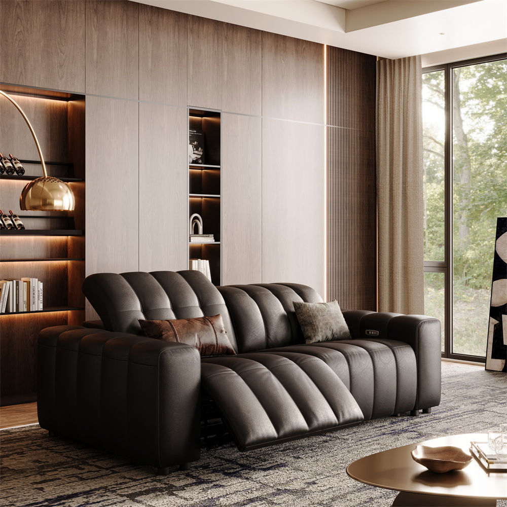 Removable Black Full-Grain Leather Recliners