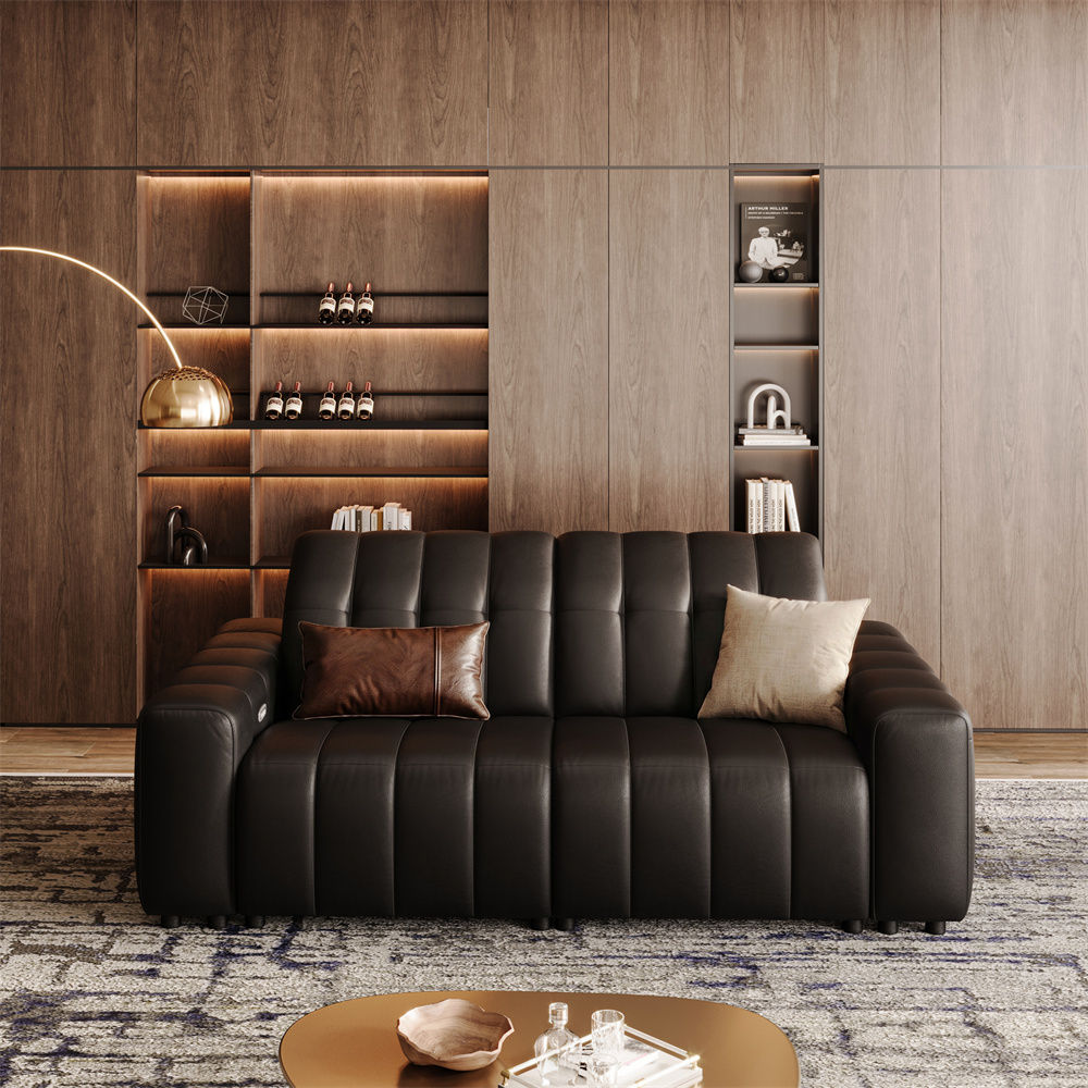 Removable Black Full-Grain Leather Recliners