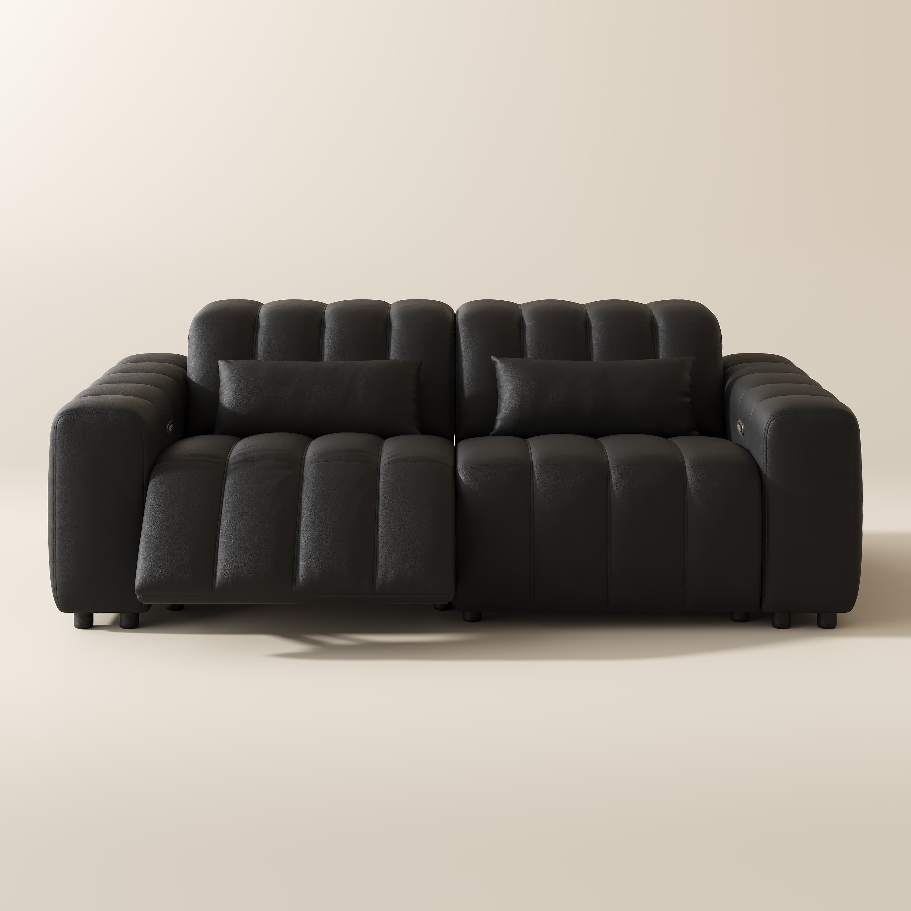 The loveseats Black Full-Grain Leather Recliners