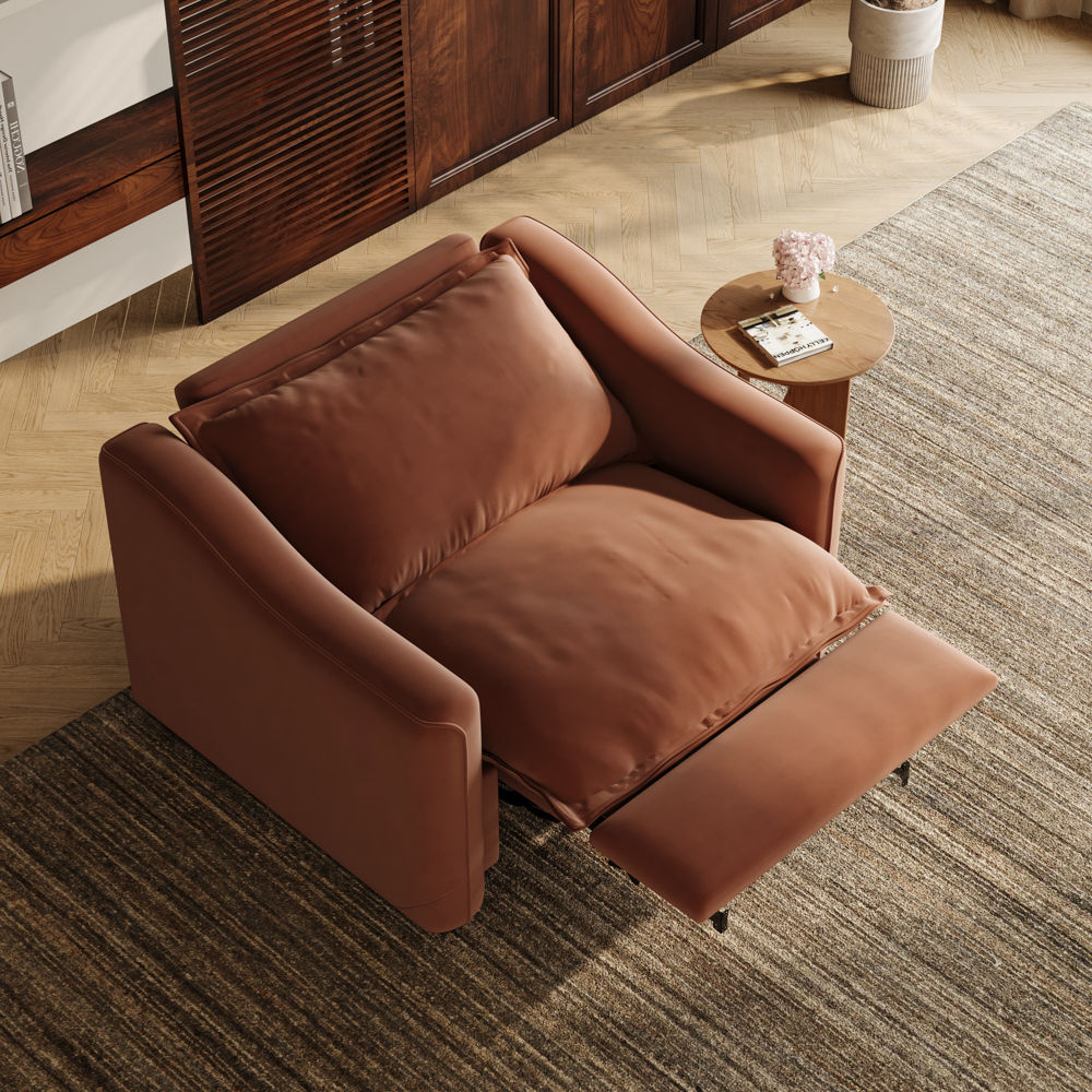 Single Seat Brown Pet-Friendly Fabric Recliners