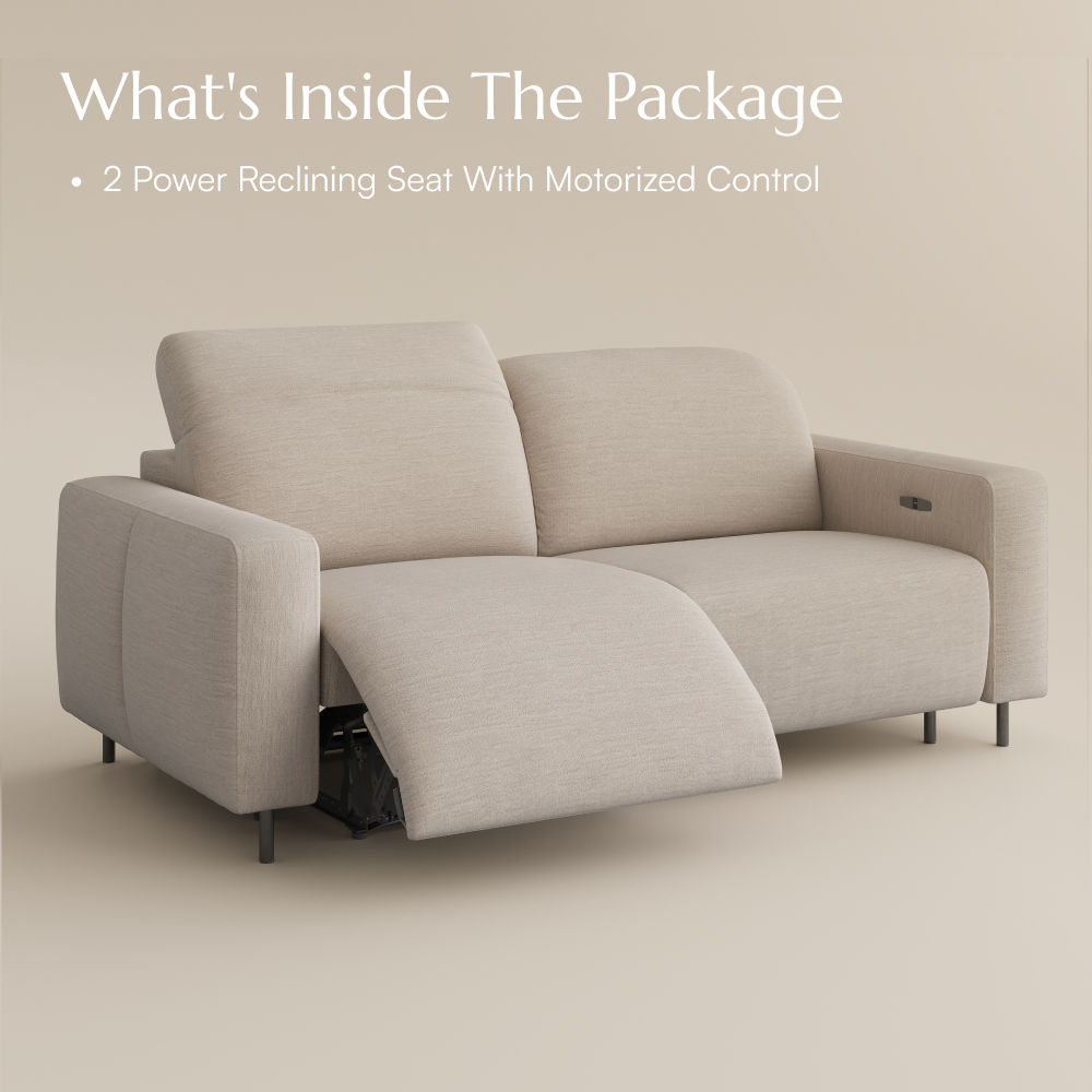 Dual Power Reclining Sofa Light Khaki Chenille Fabric Recliners