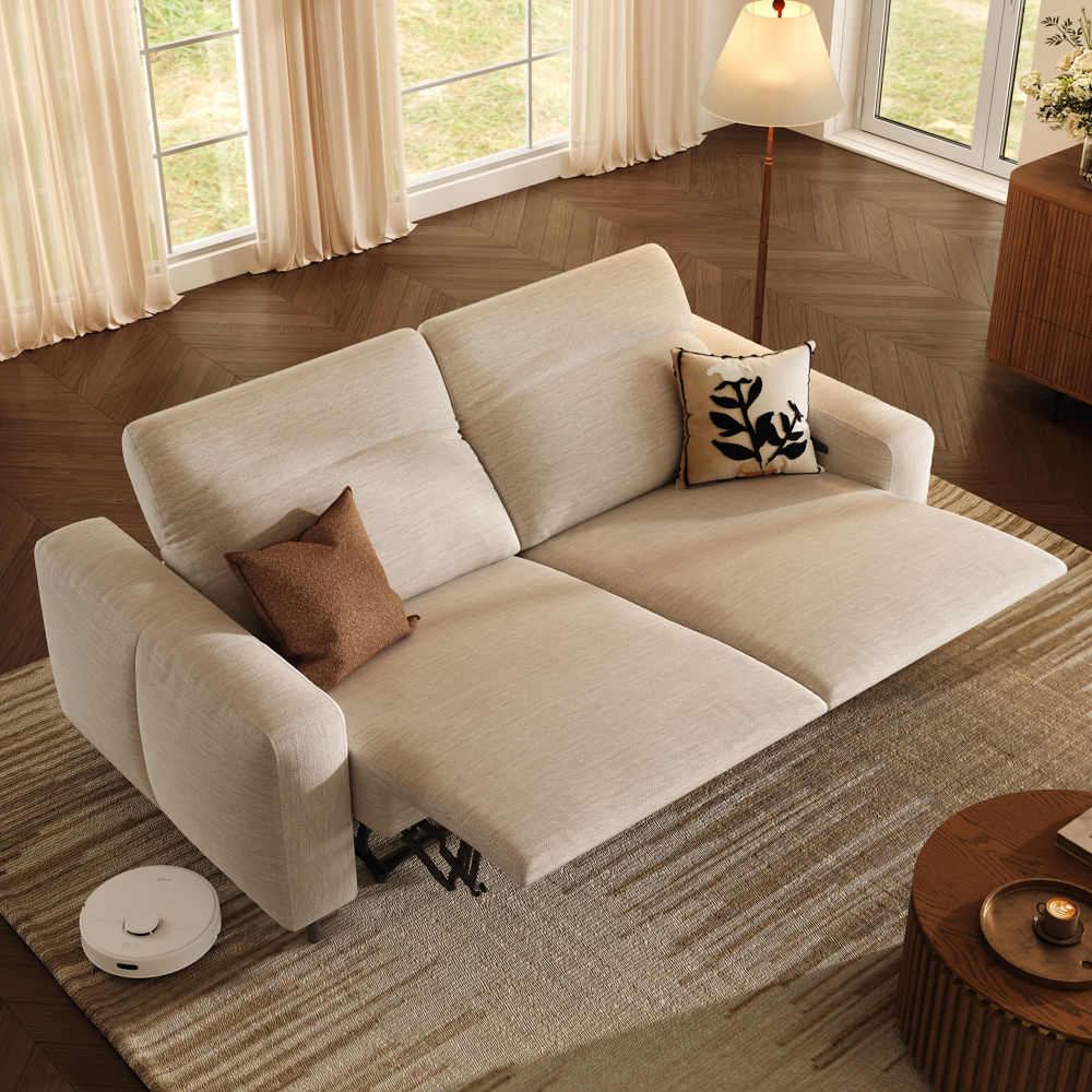 Luxury Light Khaki Chenille Fabric Recliners