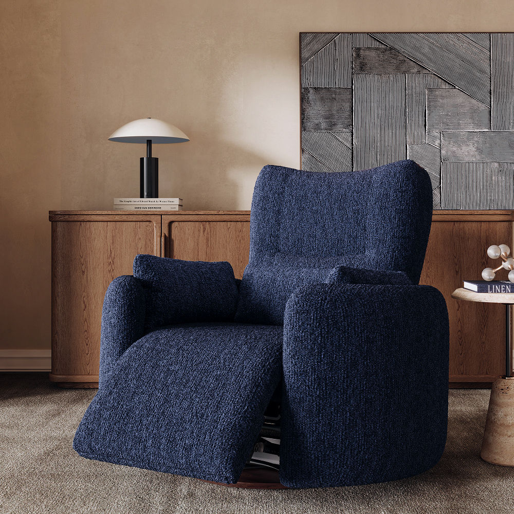 Rotate Blue Chenille Recliners