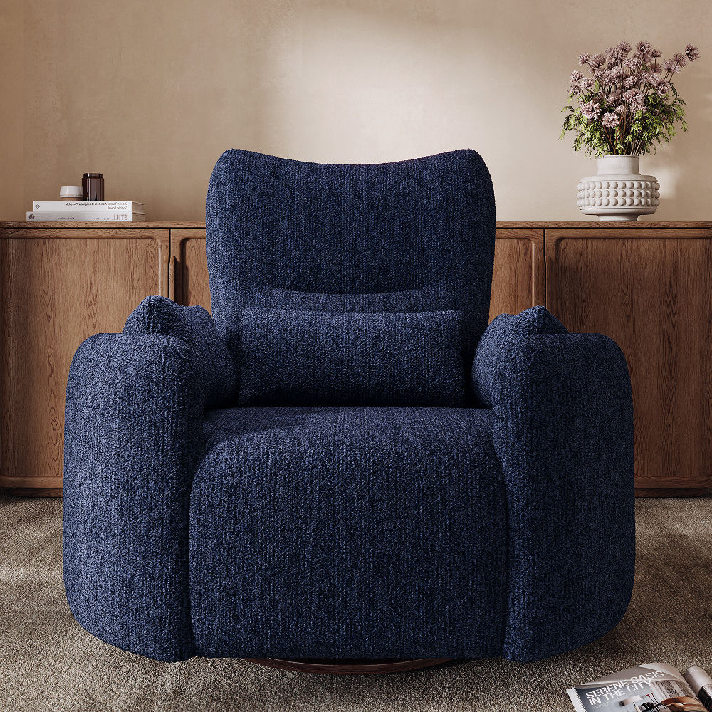 Swivel Blue Chenille Recliners