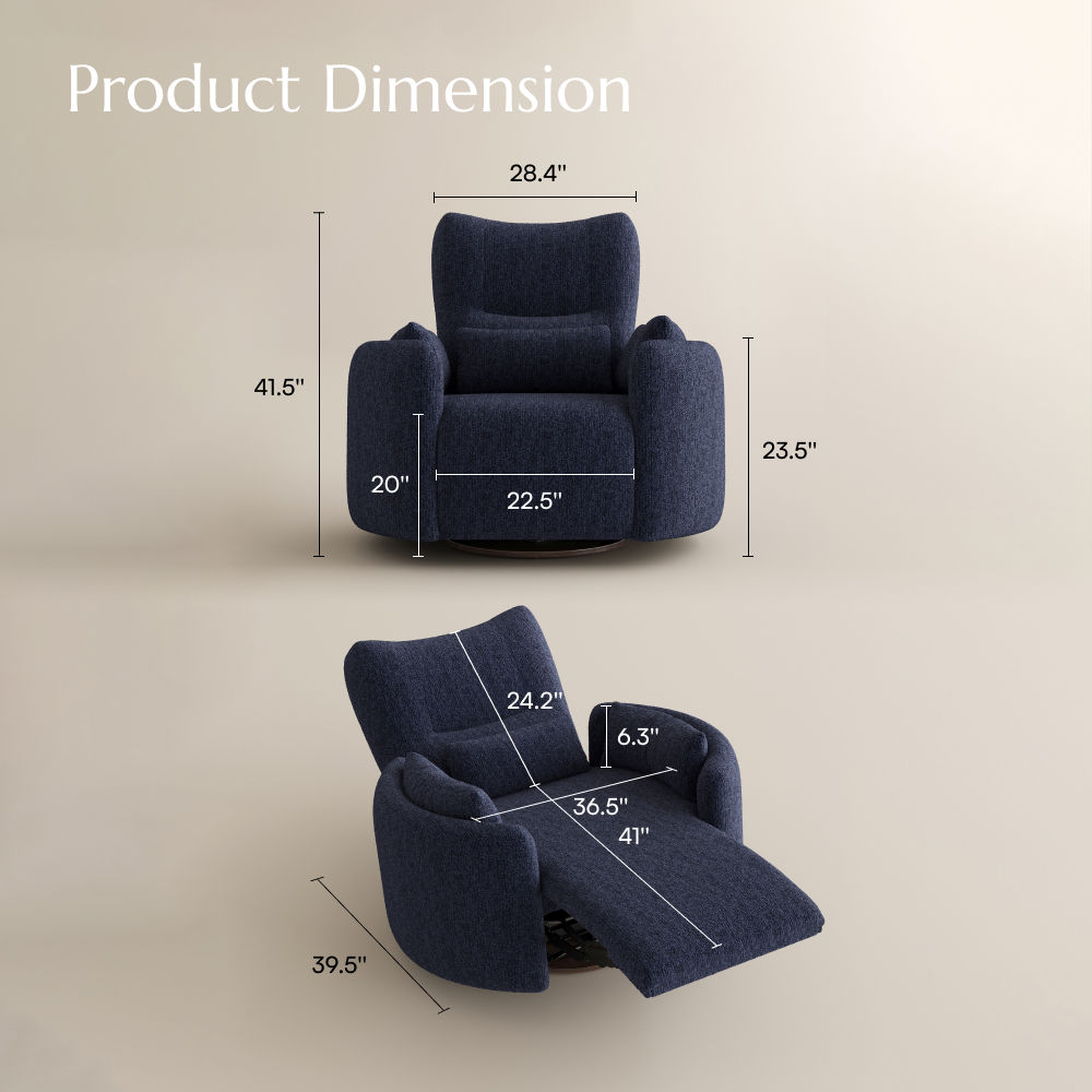 Power Reclining sofas Blue Chenille Recliners