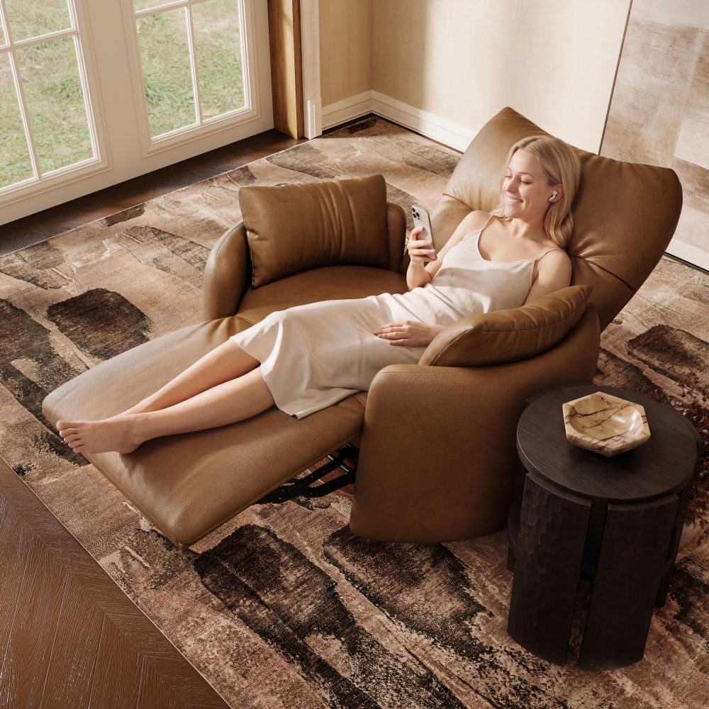 Electric Caramel Top-Grain Leather Recliners