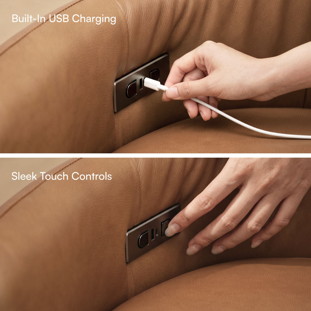 Comfortable Caramel Top Grain Leather Recliners