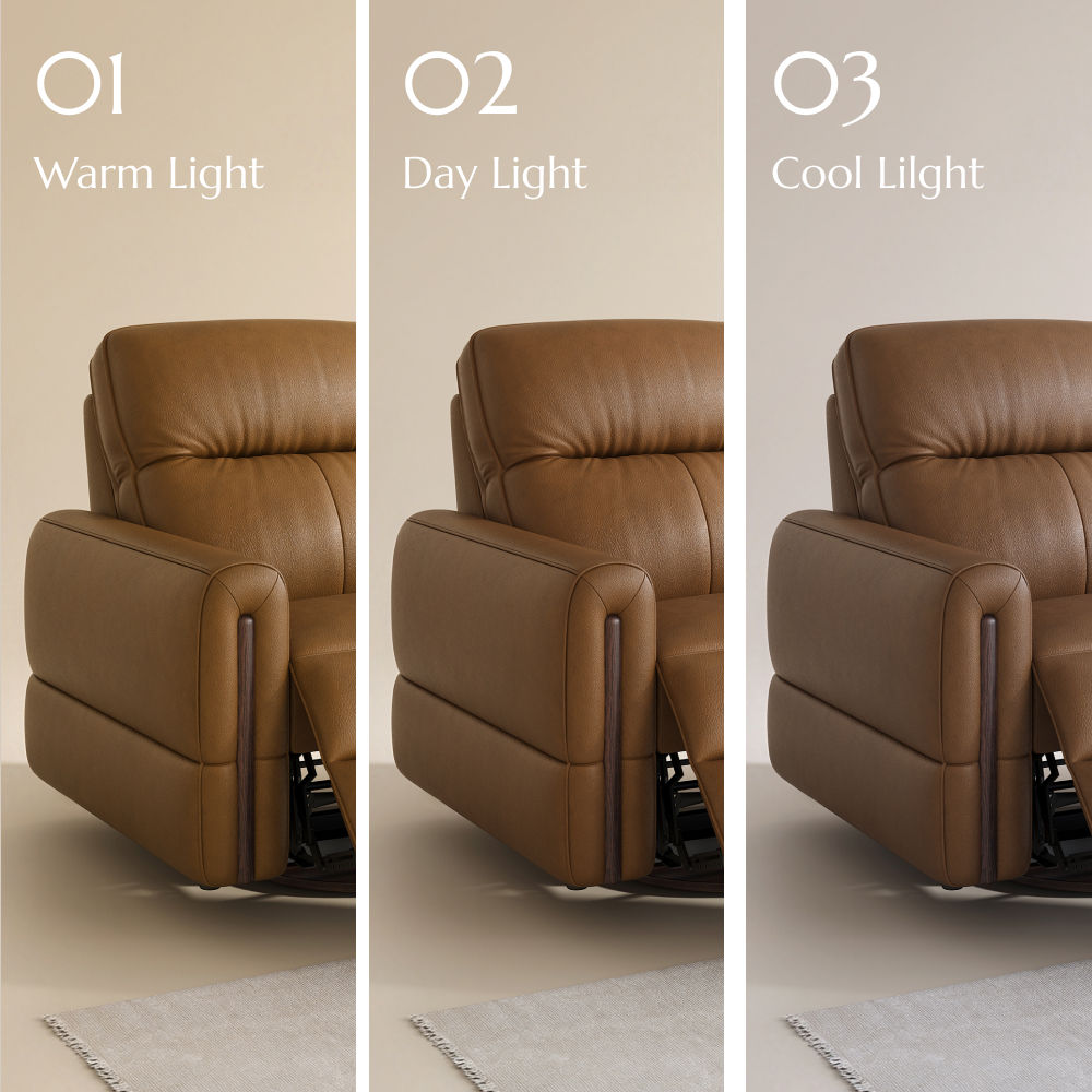 Mid Century Modern Brown Top-Grain Leather Recliners