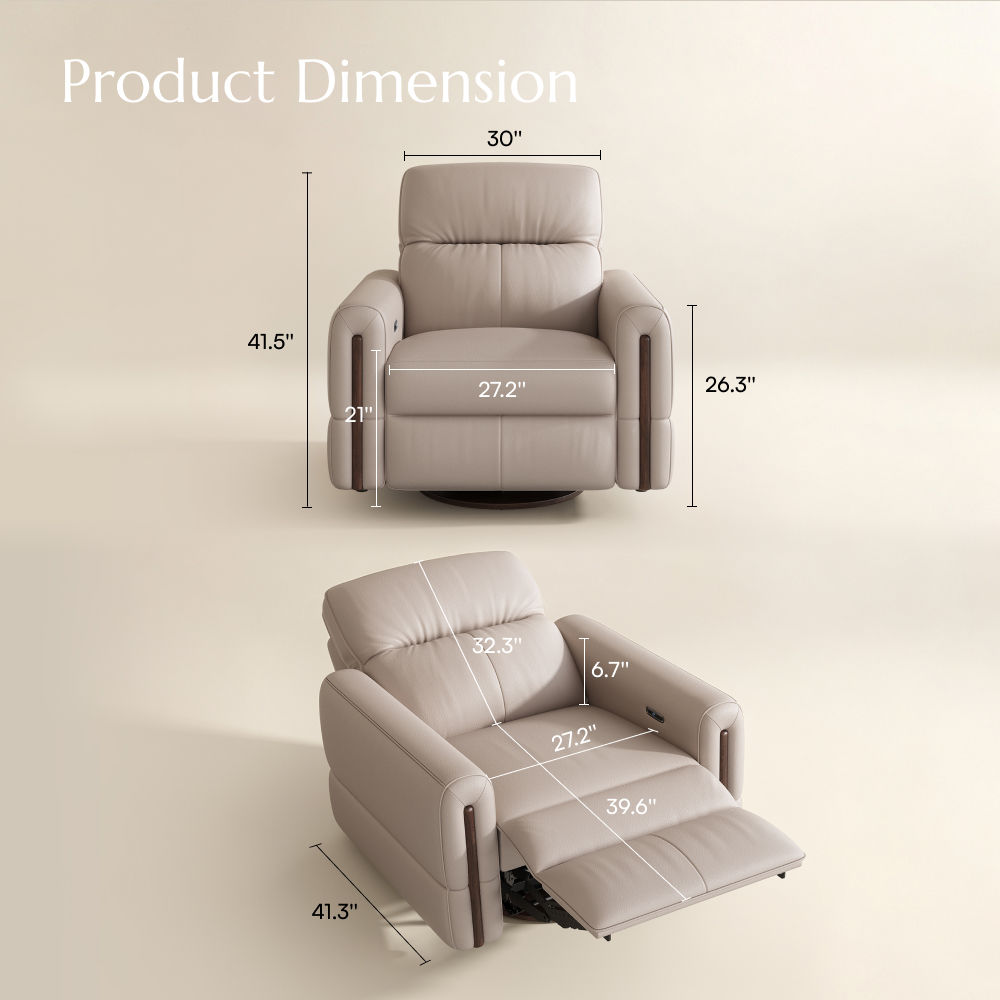 Plush Caramel Top-Grain Leather Recliners