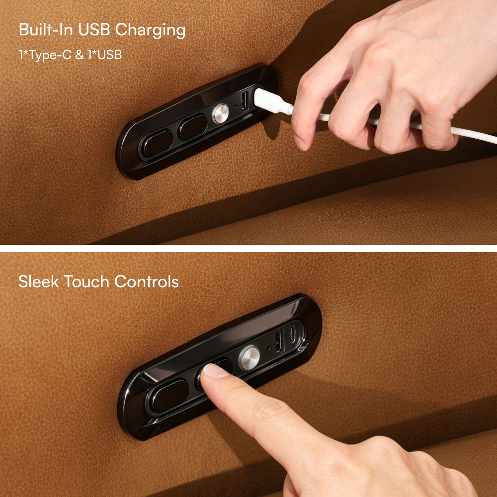 Plush Top Grain Smart Furniture with USB Charging Port