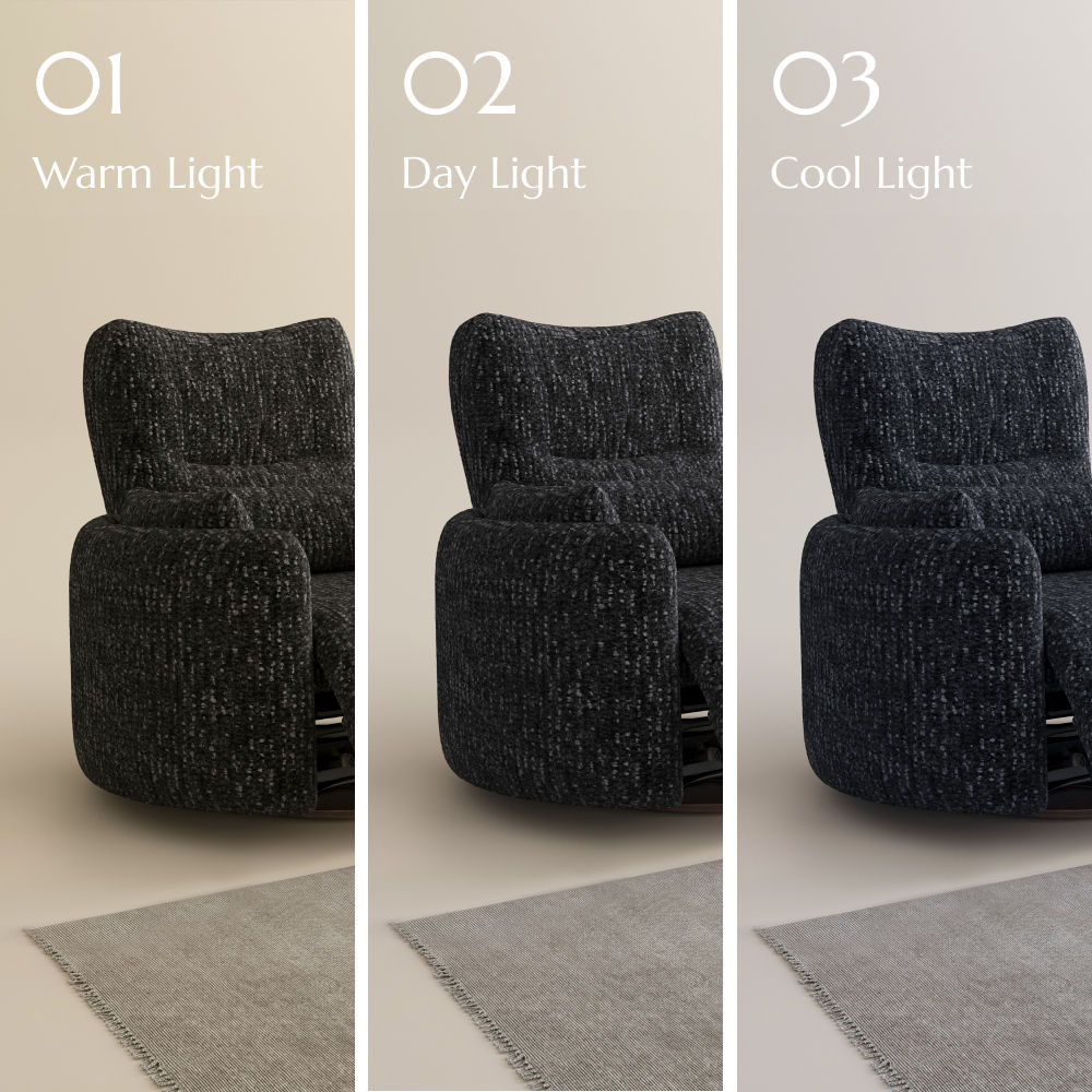 Grayish White Black Chenille Recliners