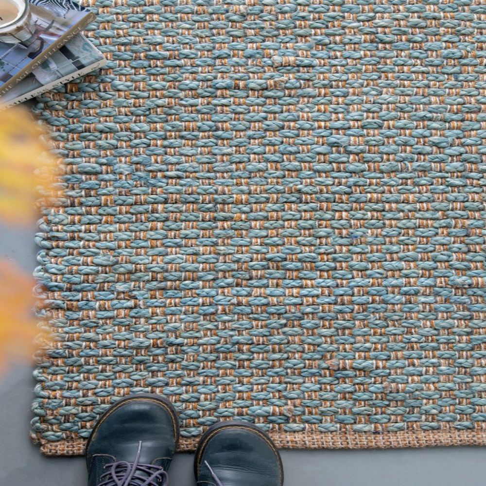 Beige+Blue Jute Rugs