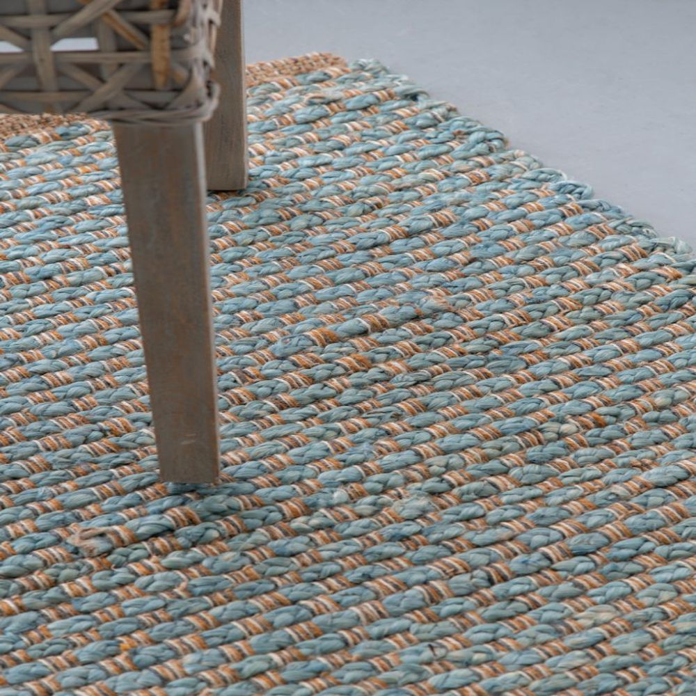 Beige+Blue Jute Rugs