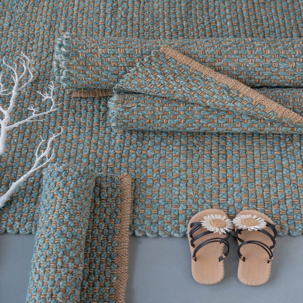 Beige+Blue Jute Rugs