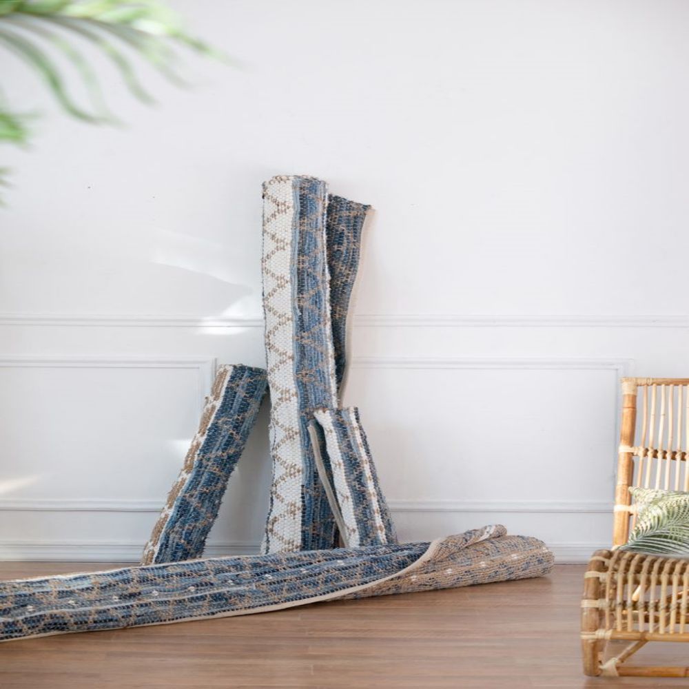 White&Blue Cotton Rugs