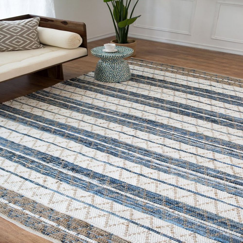 White&Blue Cotton Rugs