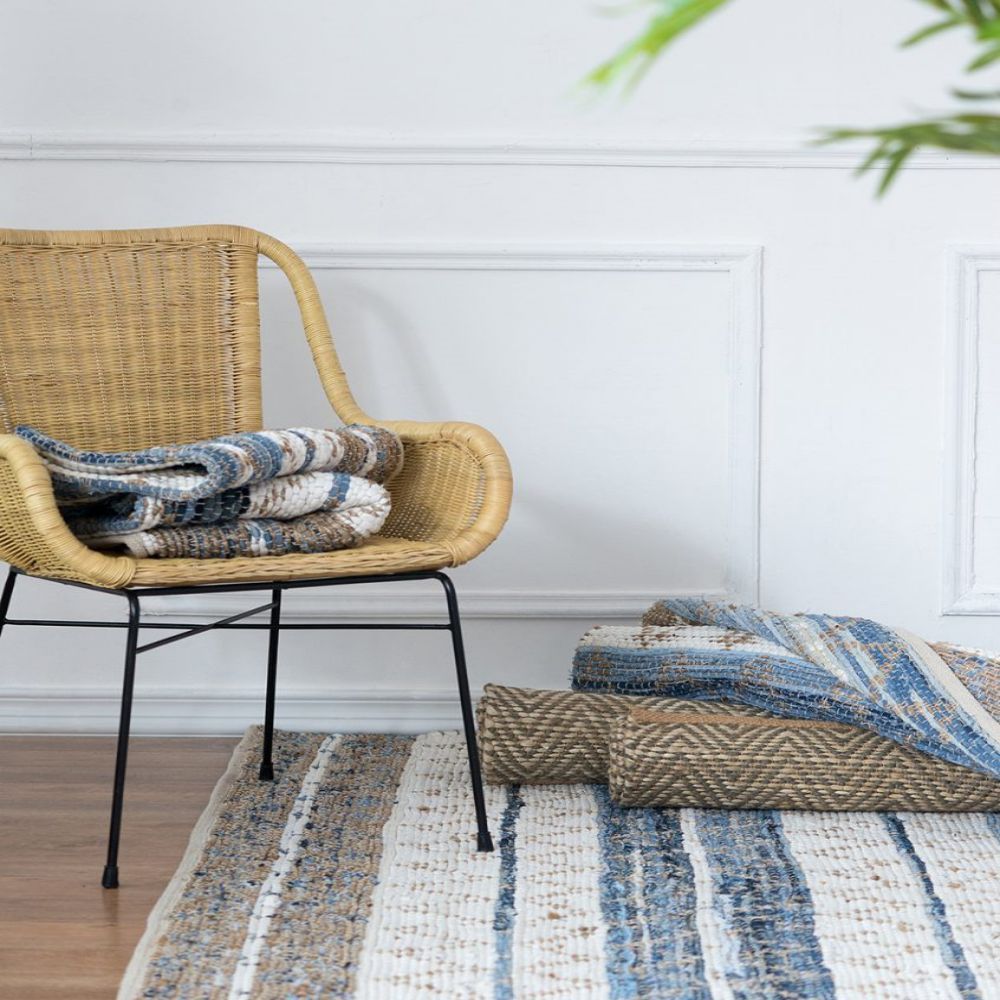 White&Blue Cotton Rugs