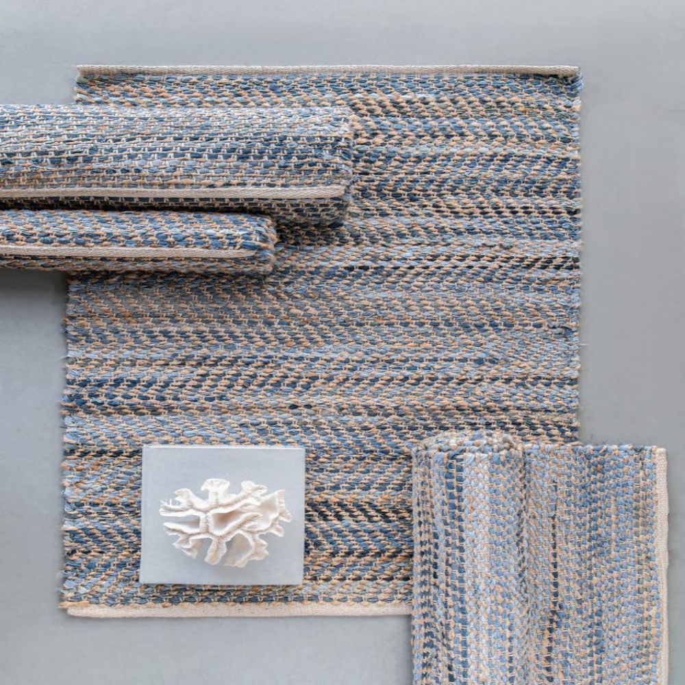 Beige+Blue Jute Rugs