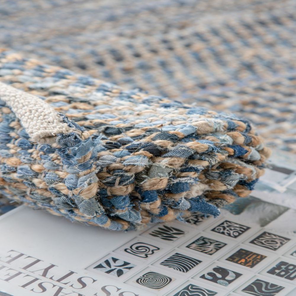Beige+Blue Jute Rugs
