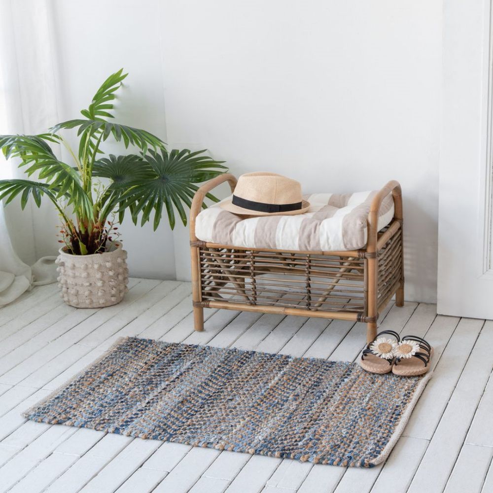 Beige+Blue Jute Rugs
