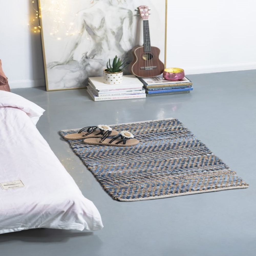 Beige+Blue Jute Rugs