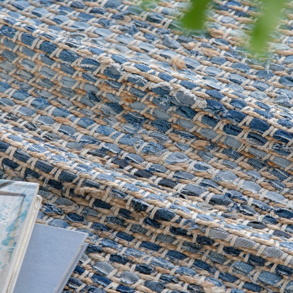 Beige+Blue Jute Rugs
