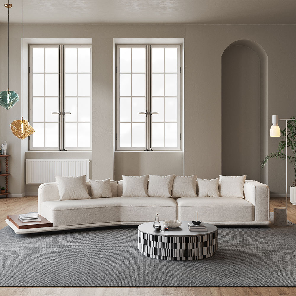 Beige Lamb Fleece Sectionals