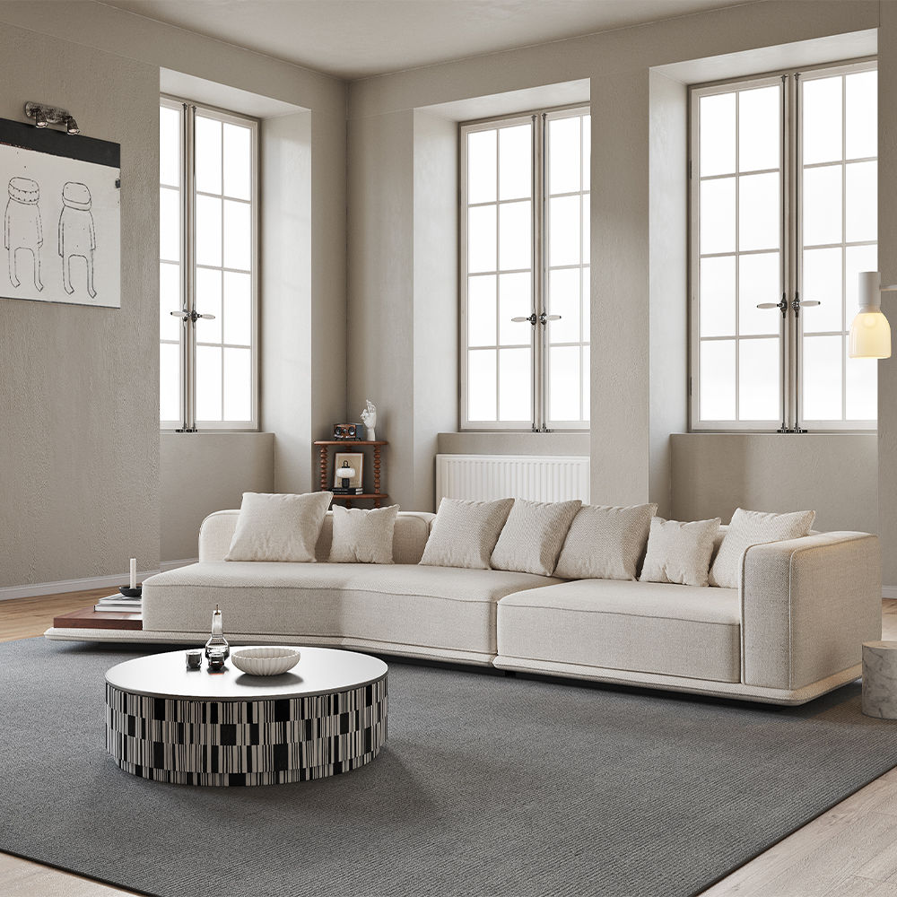 Beige Lamb Fleece Sectionals