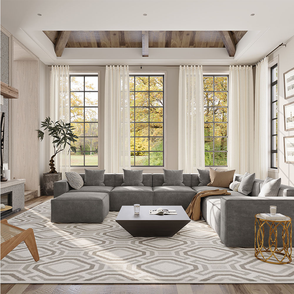 l shaped Dark Gray Fabric Corner Sofas