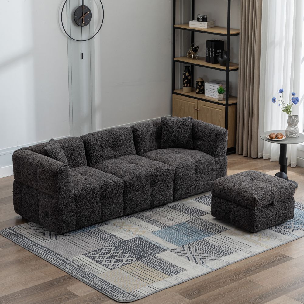 3 Seaters Dark Gray Boucle Sectionals