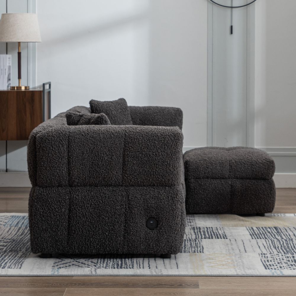 Living Room Sets Dark Gray Boucle Sectionals