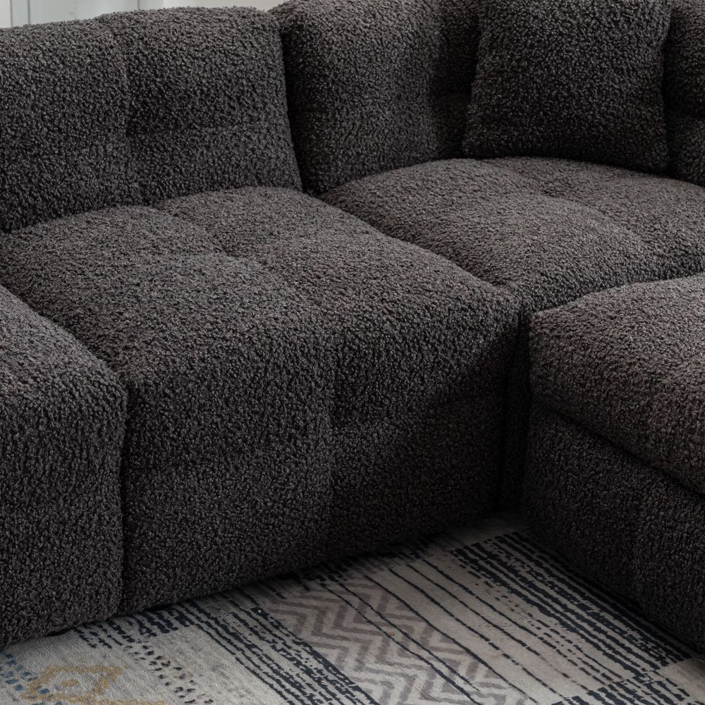 3 Seaters Dark Gray Boucle Sectionals