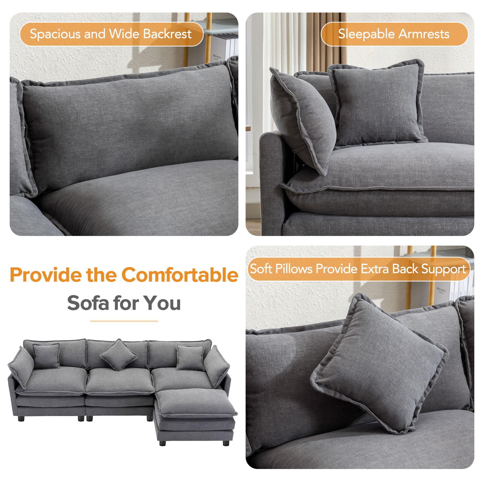 Modern Minimalist Gray Fabric Sectionals