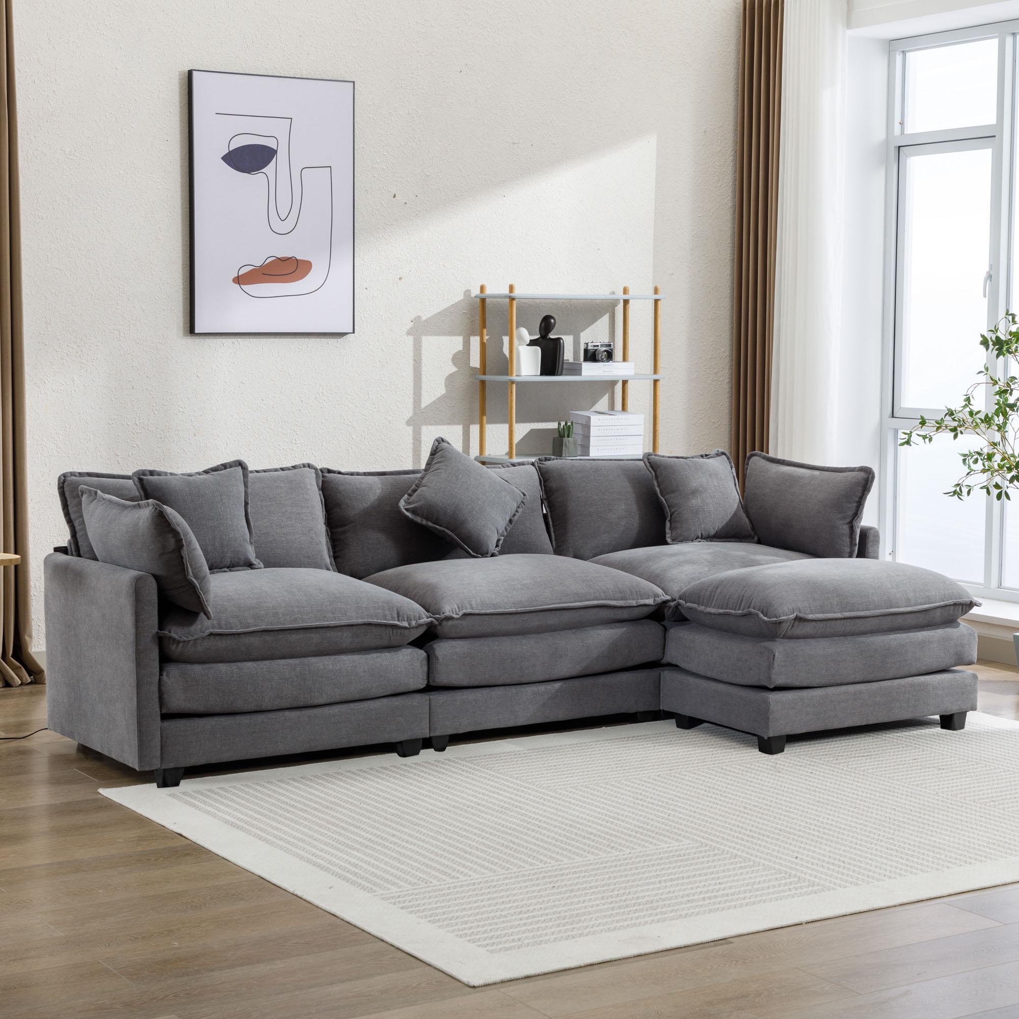 Modern Minimalist Gray Fabric Sectionals
