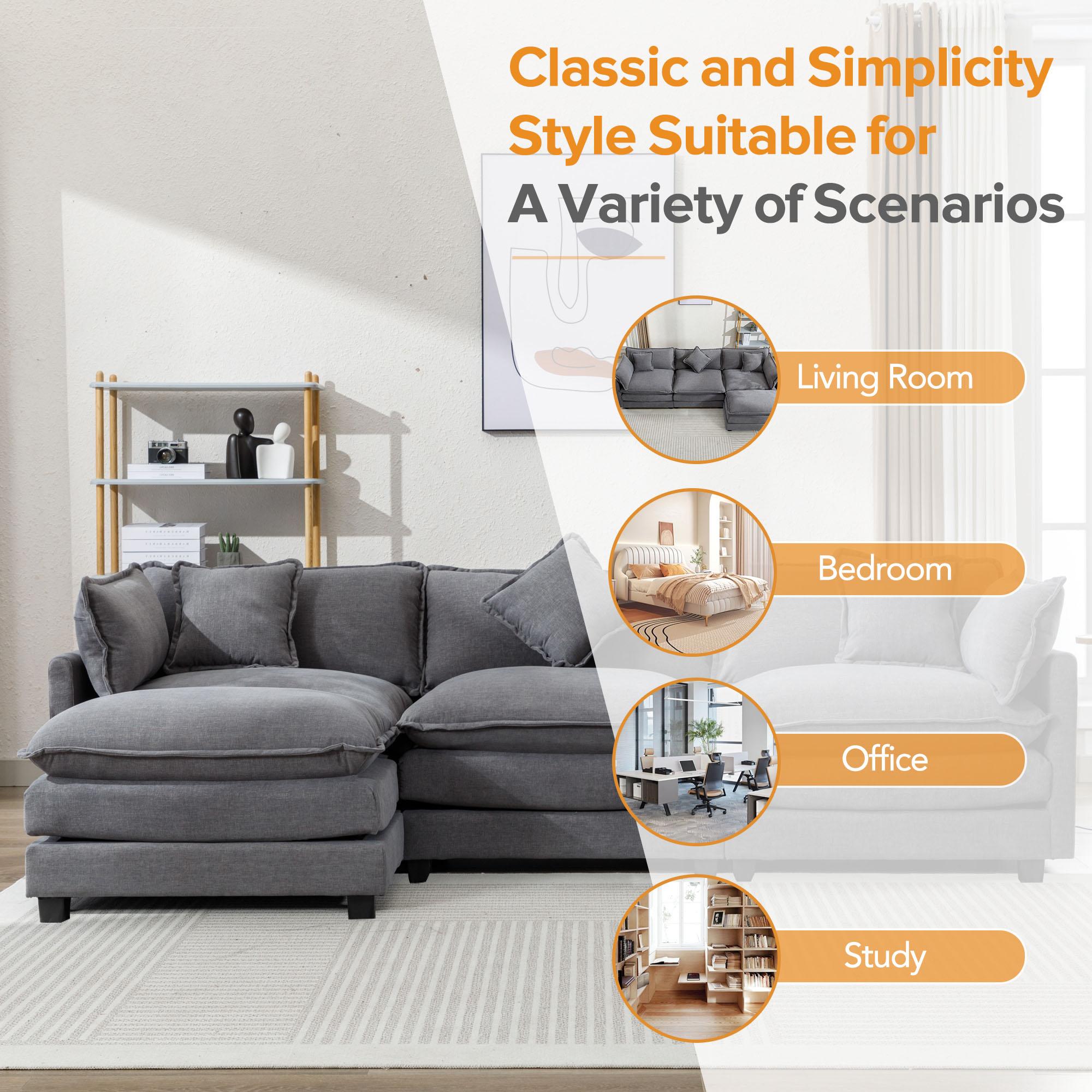 Modern Gray Fabric Sectionals