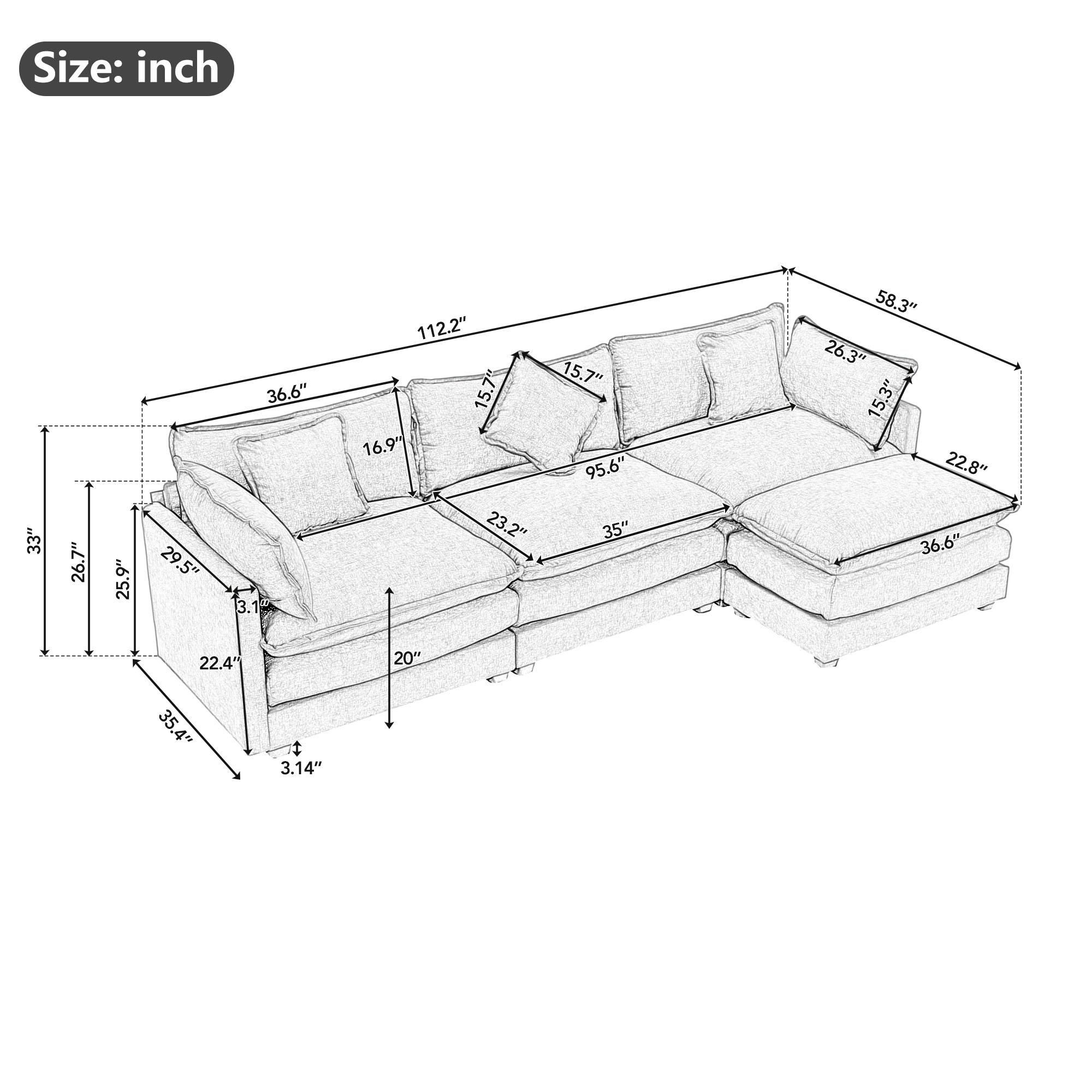 Modern Gray Fabric Sectionals