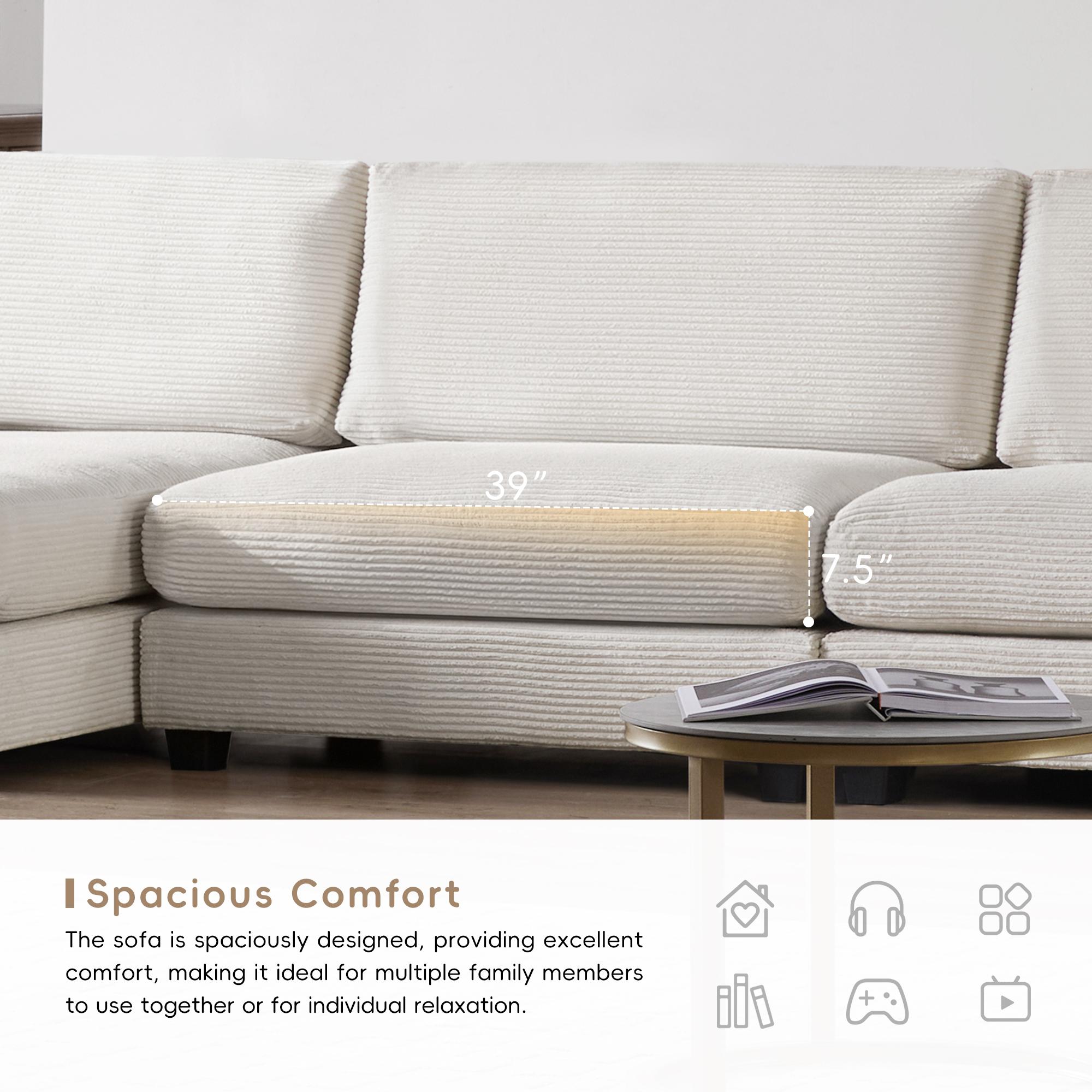 Partly Assemble Beige Corduroy Sectionals