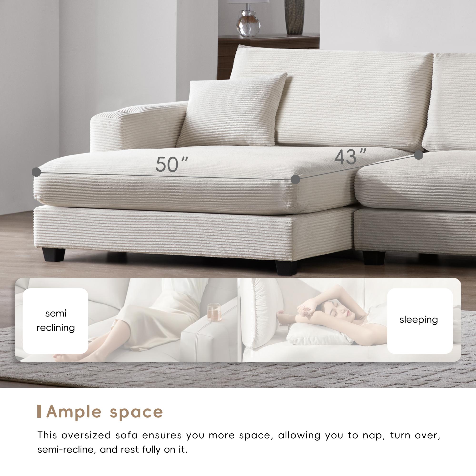 Partly Assemble Beige Corduroy Sectionals