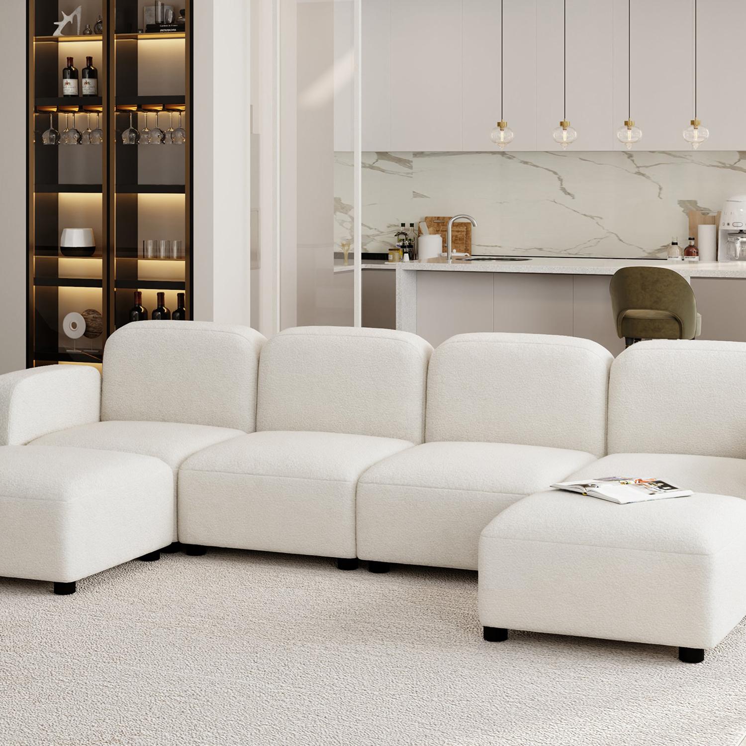 Partly Assemble Beige Velvet Sectionals