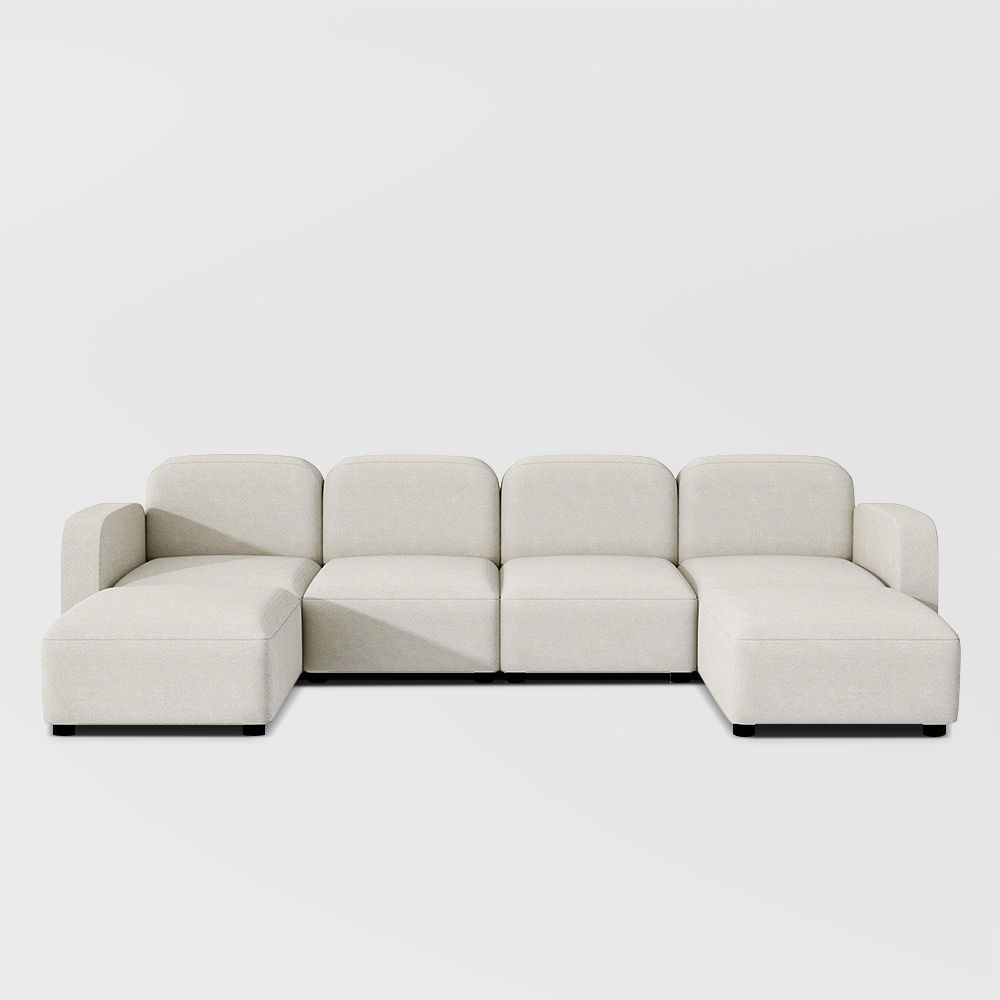 Partly Assemble Beige Velvet Sectionals