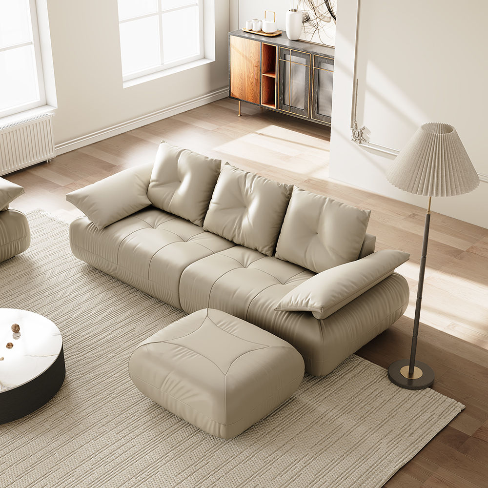 Modern Gray Faux Leather Sectionals
