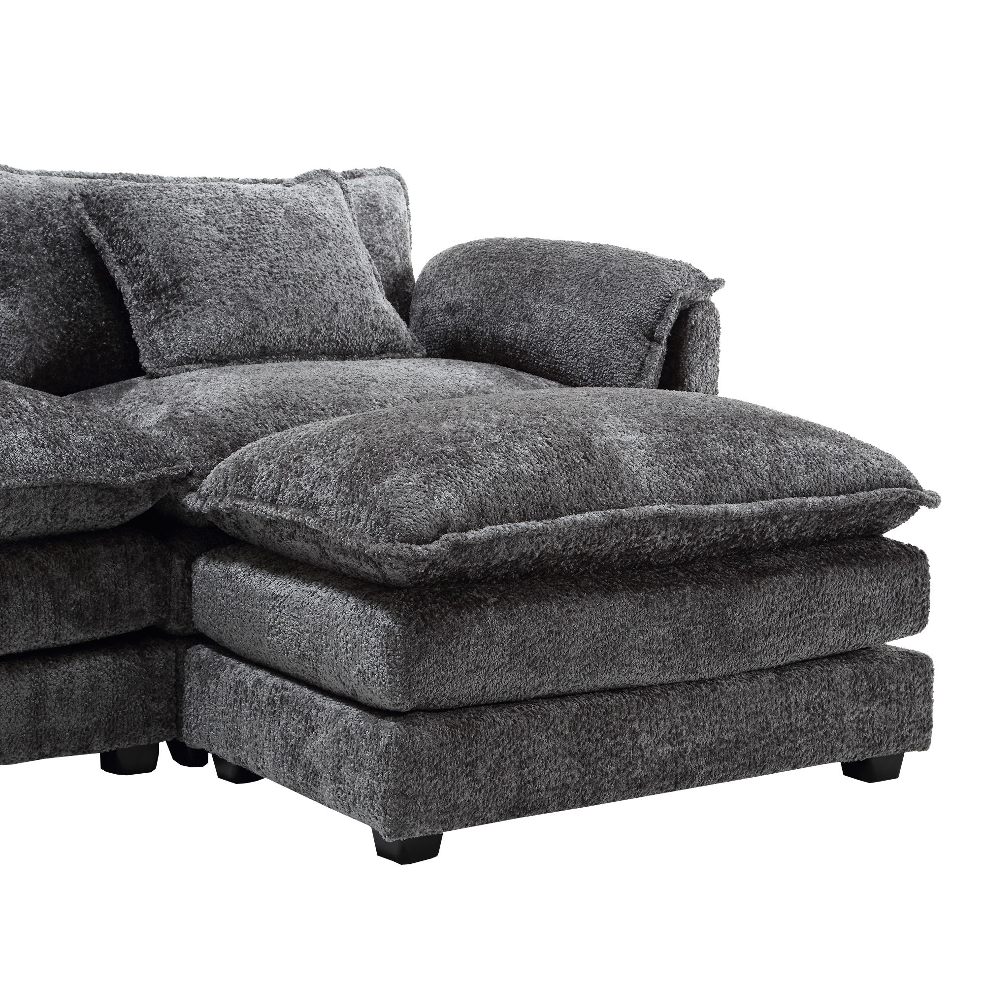 U-Shaped Sofas Gray Chenille Fabric Sectionals