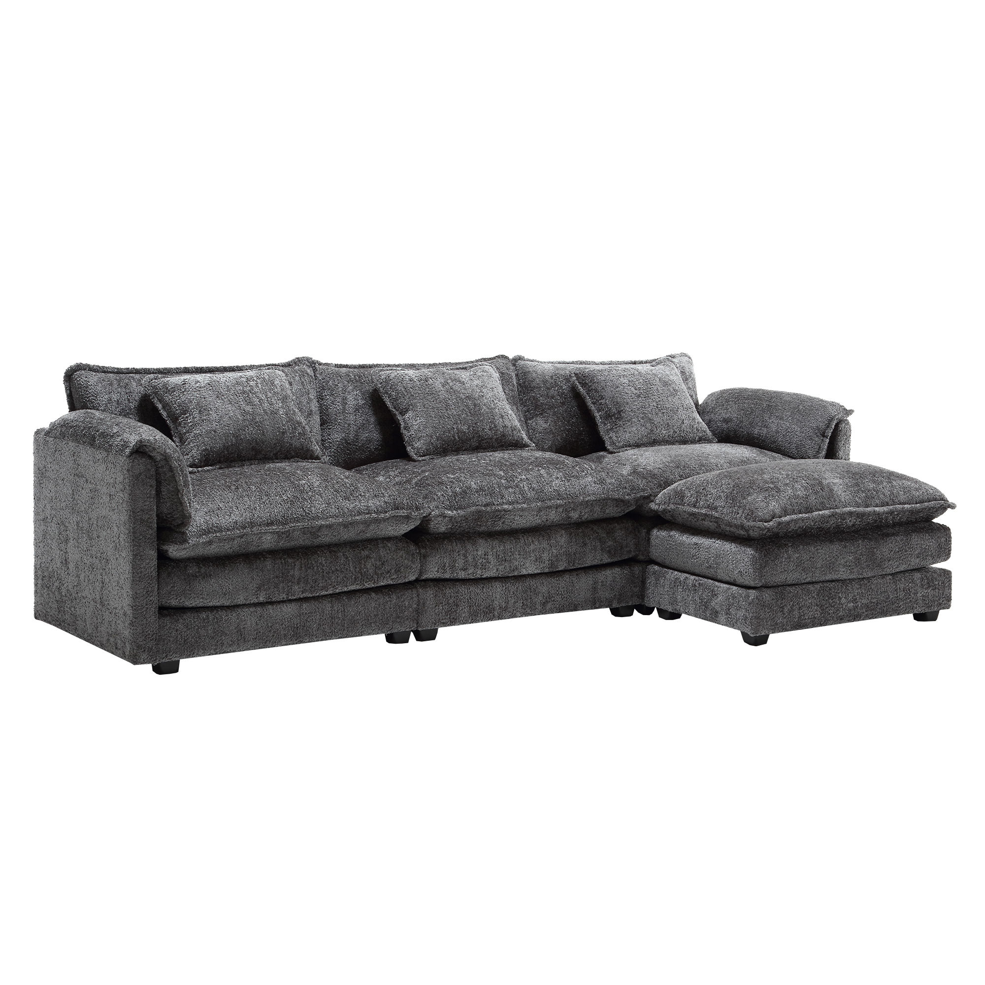 for 6 Gray Chenille Fabric Sectionals