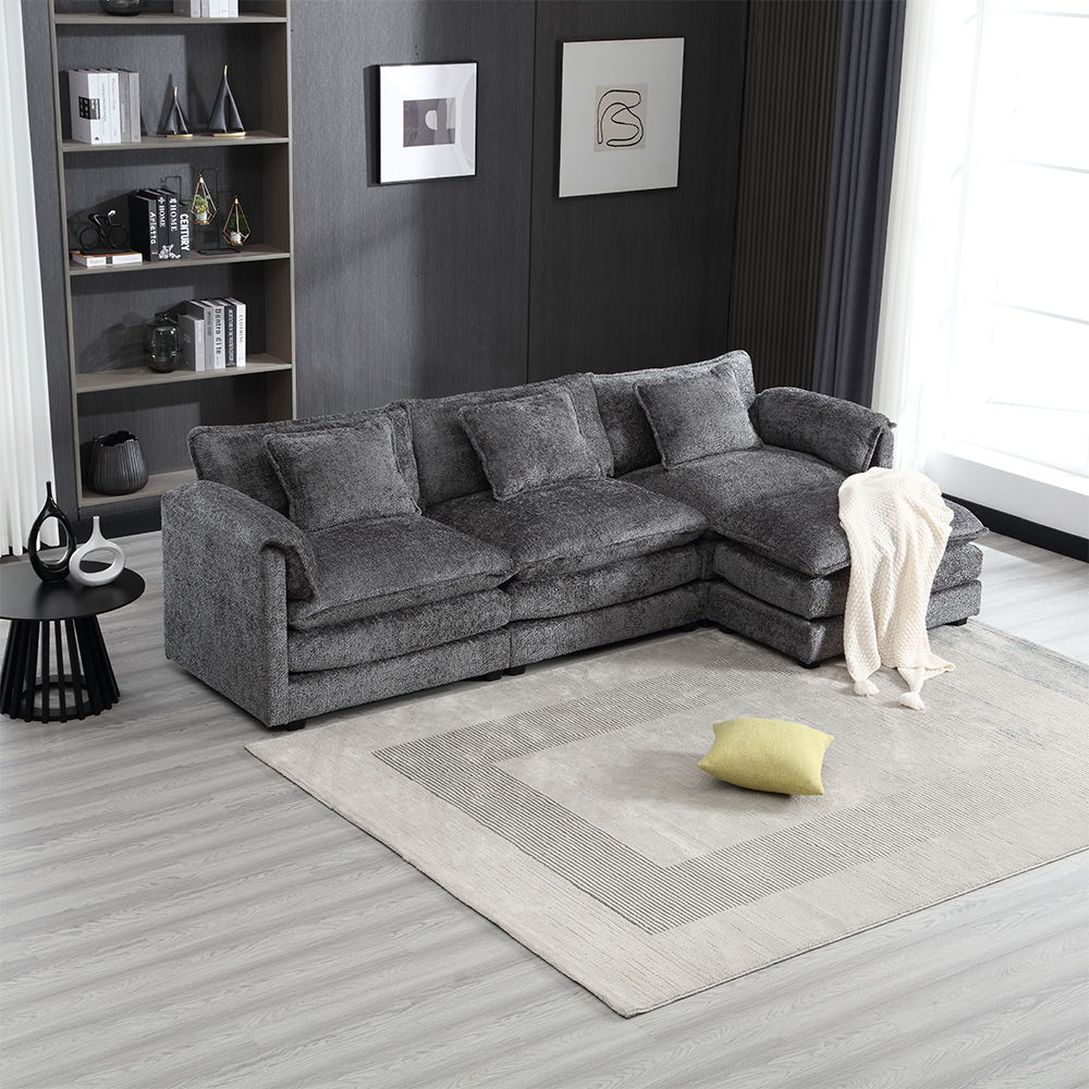 Sofa Beds Gray Chenille Fabric Sectionals