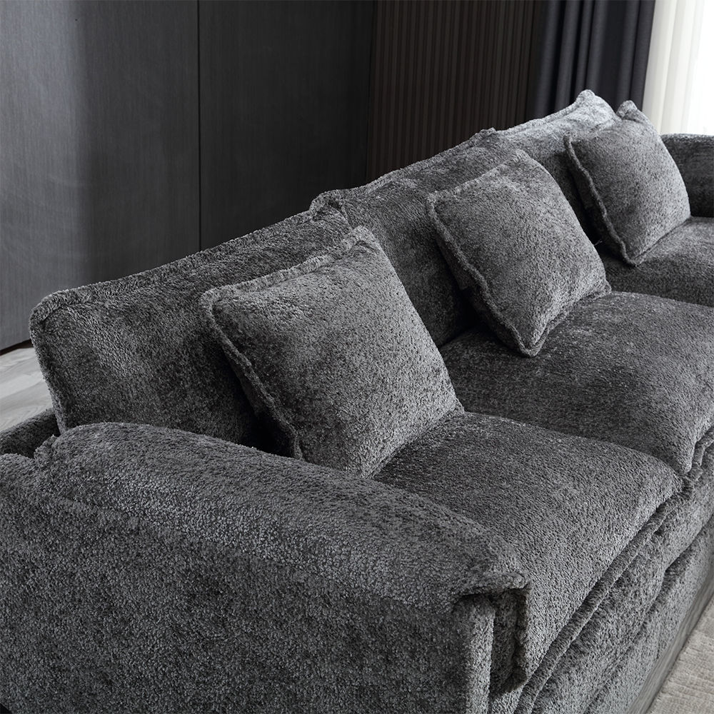Modern Gray Chenille Fabric Sectionals