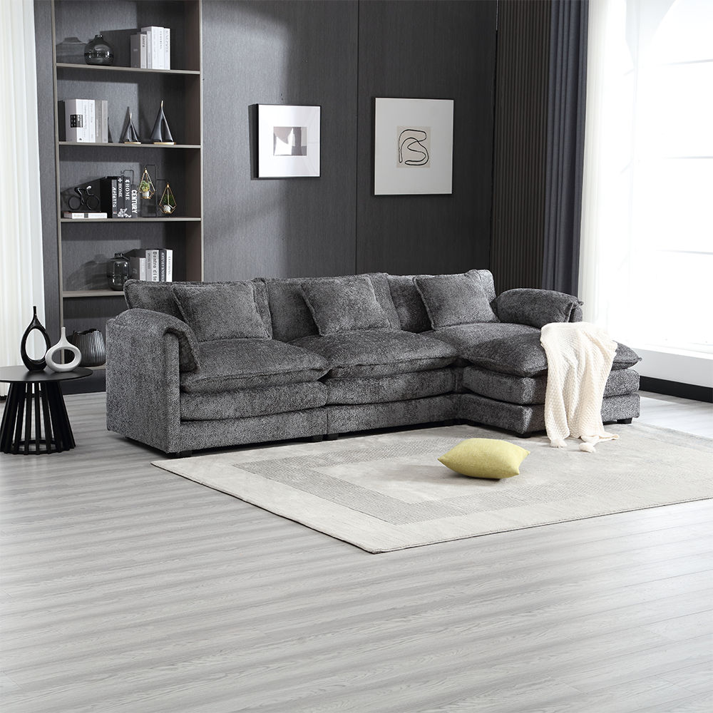 Modular Sofas Gray Chenille Fabric Sectionals