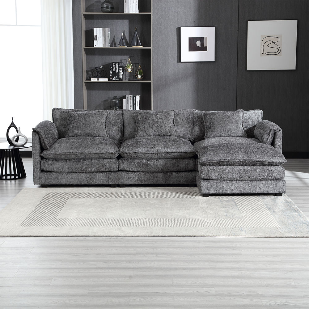 Sofa Beds Gray Chenille Fabric Sectionals